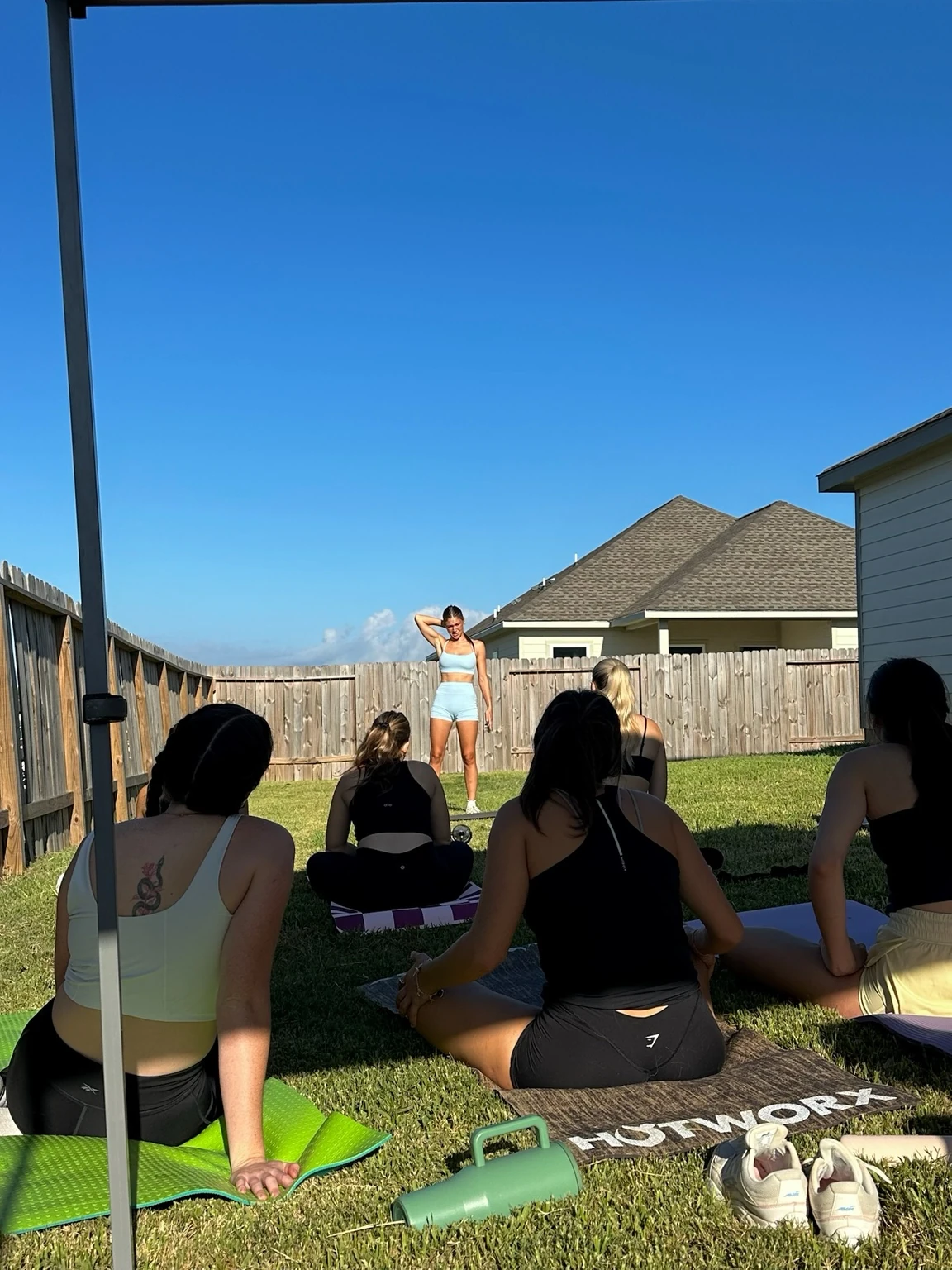 An outdoor Sweat Social workout